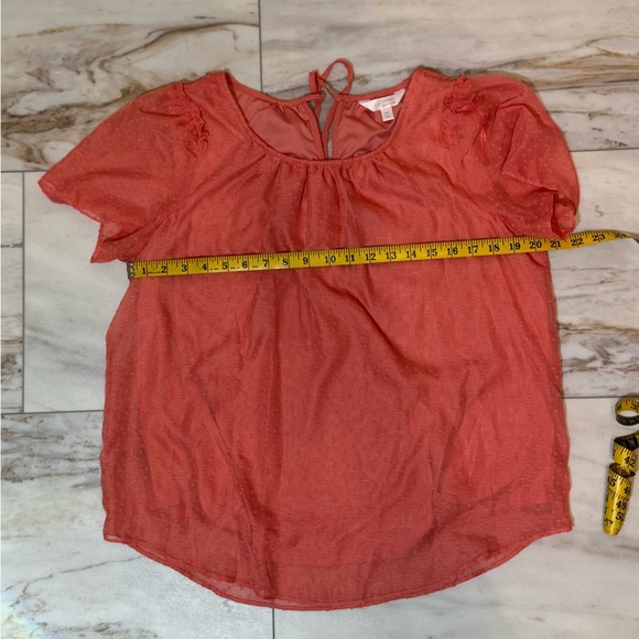 LC Lauren Conrad Coral Swiss Dot Sheer Blouse Size M - Picture 7 of 7